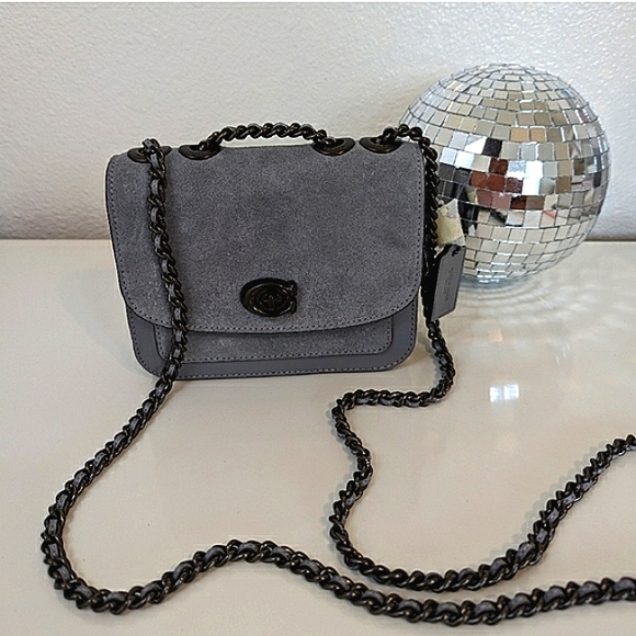 COACH MADISON GRAY PEBBLE LEATHER & SUEDE CROSSBODY BAG NWT W/DUSTBAG RARE - Picture 7 of 16